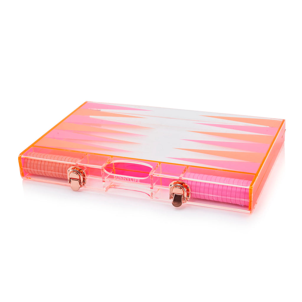 Pink and Orange Lucite Backgammon Set (A+D)