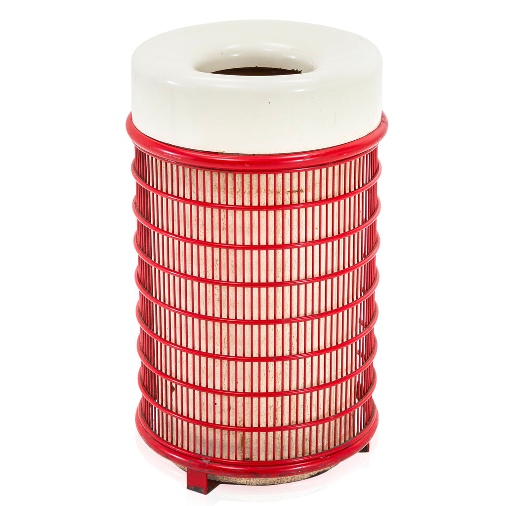 Red Grated Outdoor Garbage Can