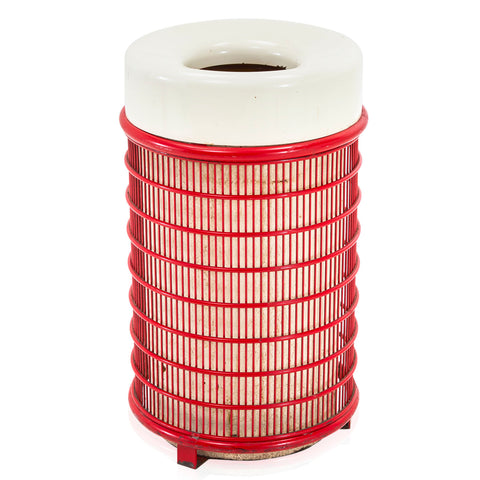 Red Grated Outdoor Garbage Can