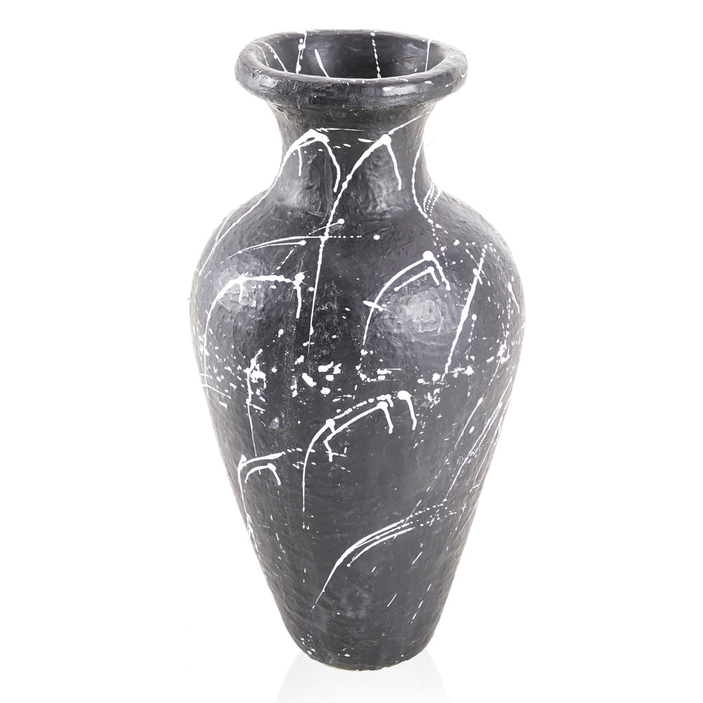 Huge Black and White Splatter Floor Planter Vase