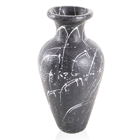 Huge Black and White Splatter Floor Planter Vase