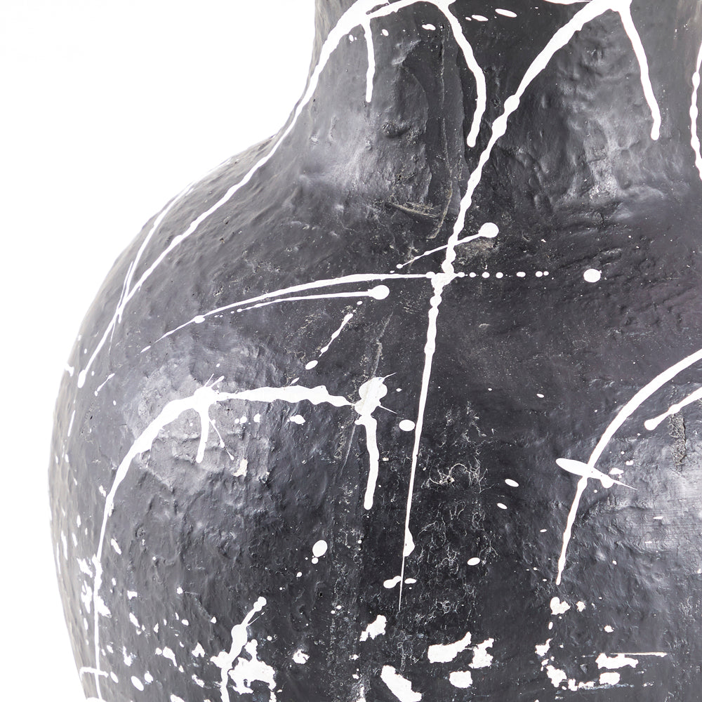 Huge Black and White Splatter Floor Planter Vase