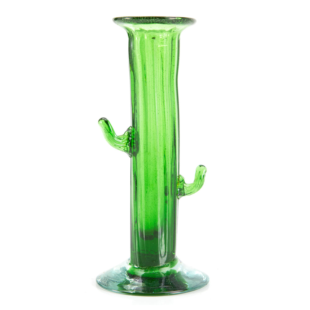 Green Glass Cactus Vase
