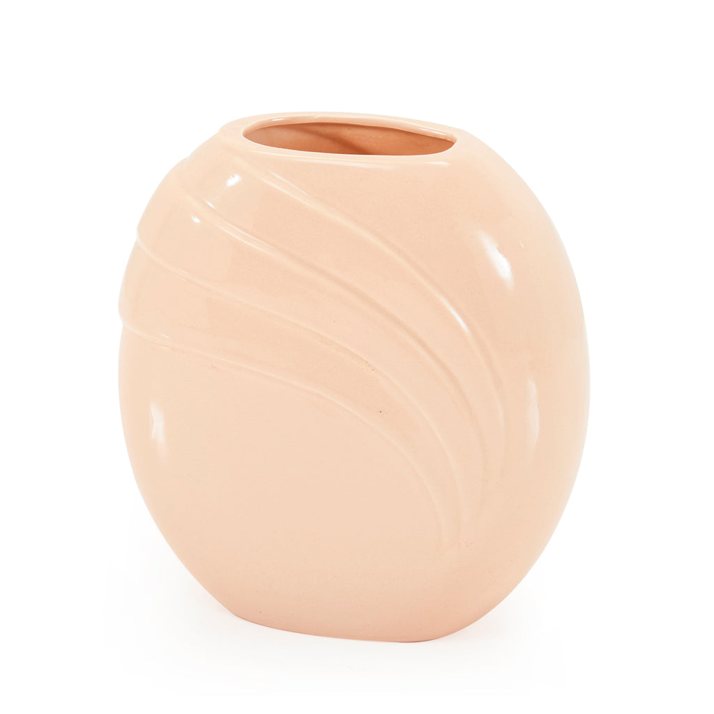 Pink Light Salmon Wave Texture Vase