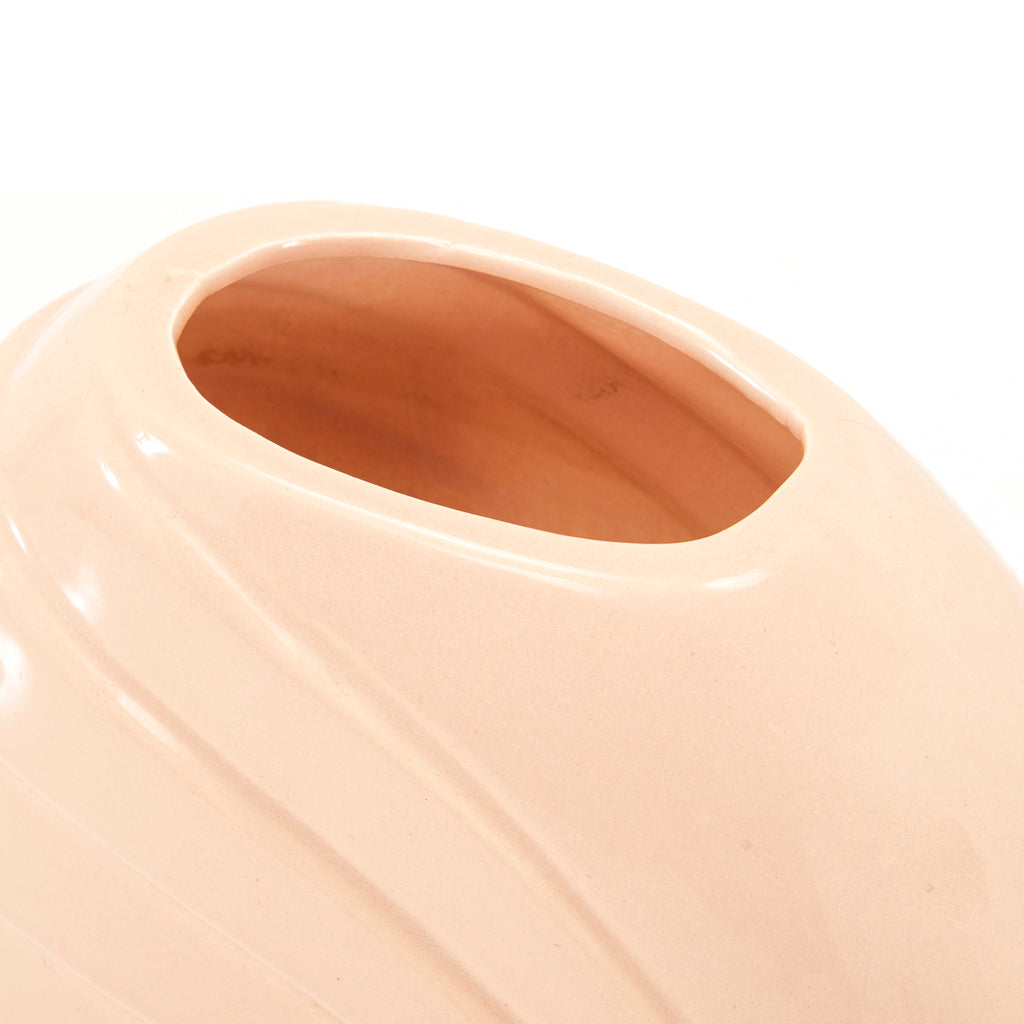 Pink Light Salmon Wave Texture Vase