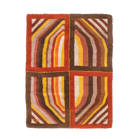 Line Patterned Square Frame Rug