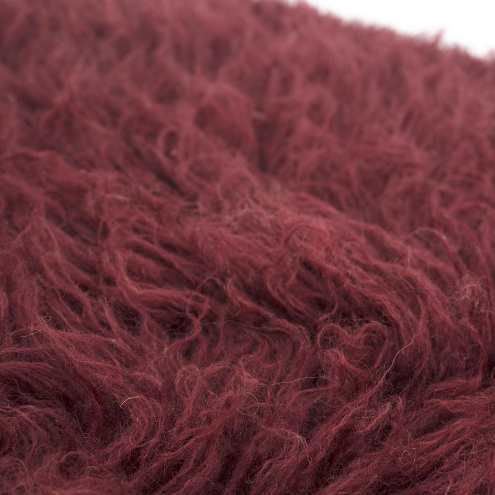 Small Maroon Fluffy Shag Rug