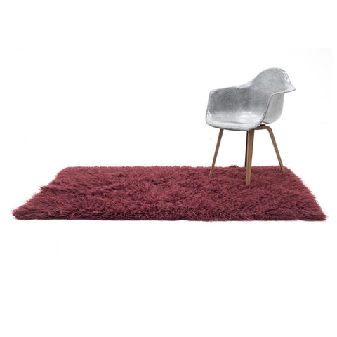 Small Maroon Fluffy Shag Rug
