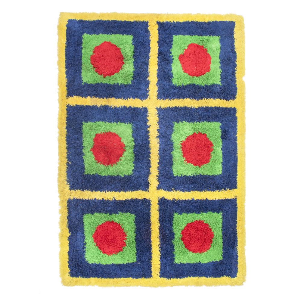 Vintage Colorful Stoplight Shag Rug