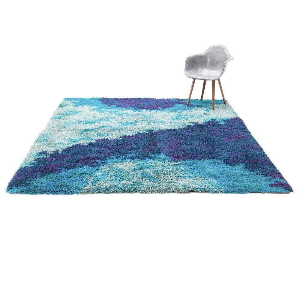Shades of Blue Shag Rug