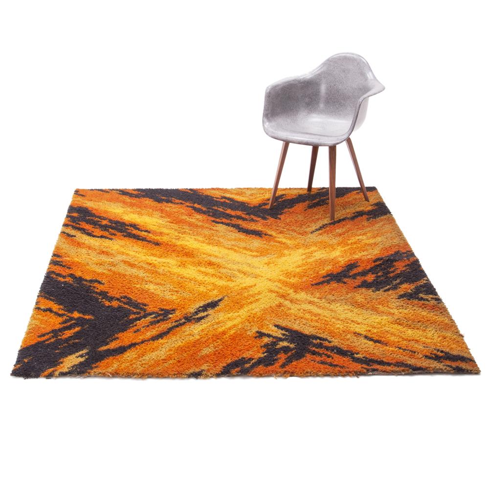 Orange Black X Vintage Shag Rug
