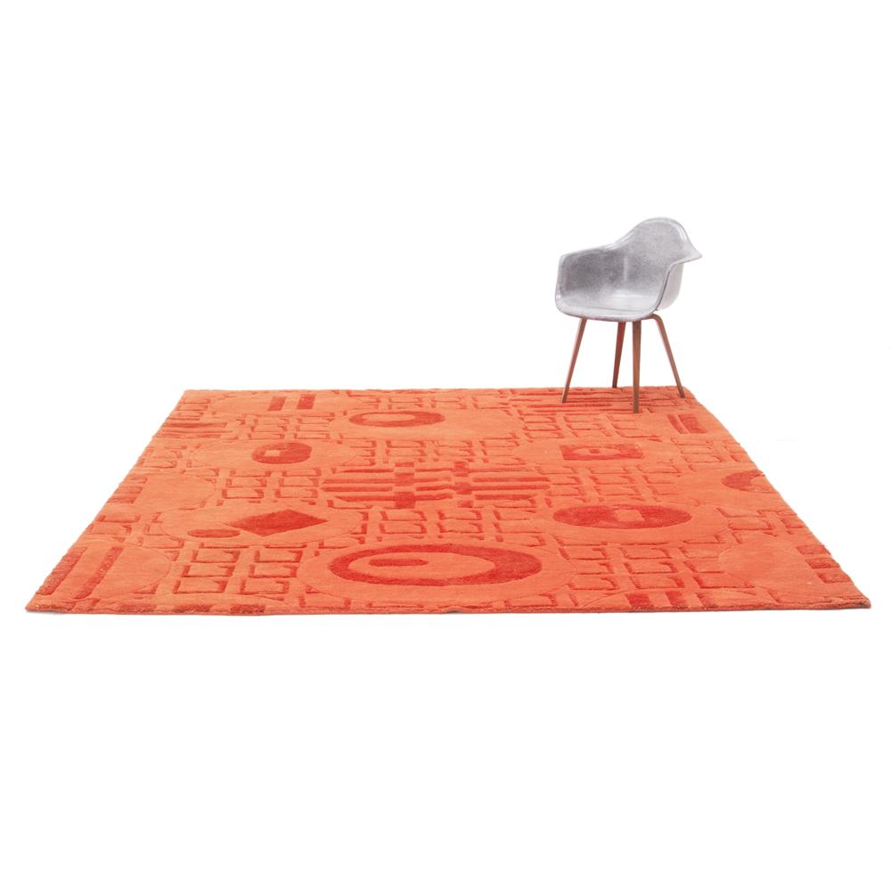 Large Monochromatic Orange Shapes Rug