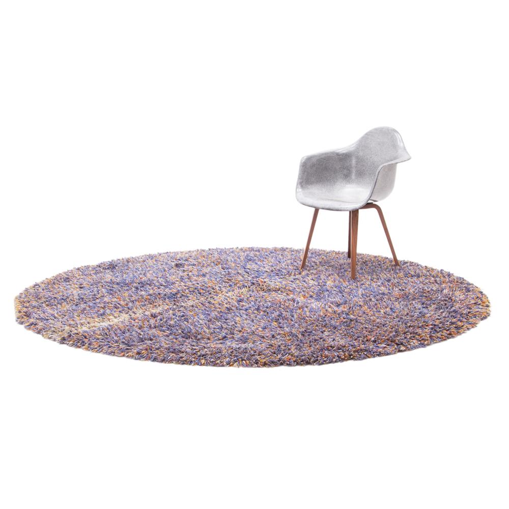 Blue Orange Shag Circle Rug