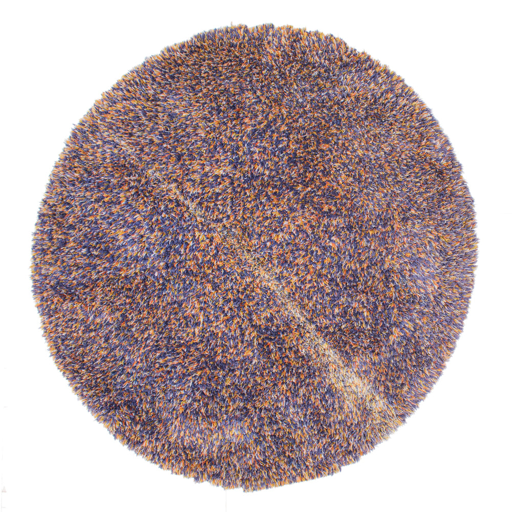 Blue Orange Shag Circle Rug