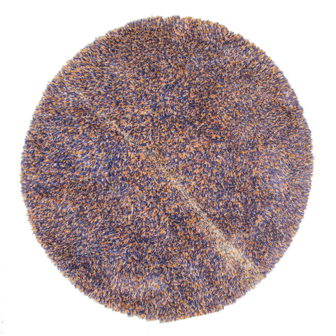 Blue Orange Shag Circle Rug