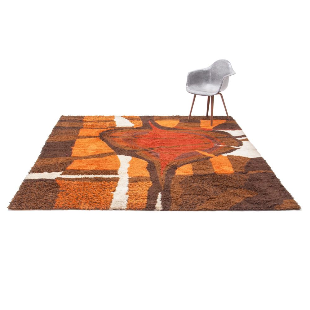 Autumnal Colors Large Vintage Shag Rug