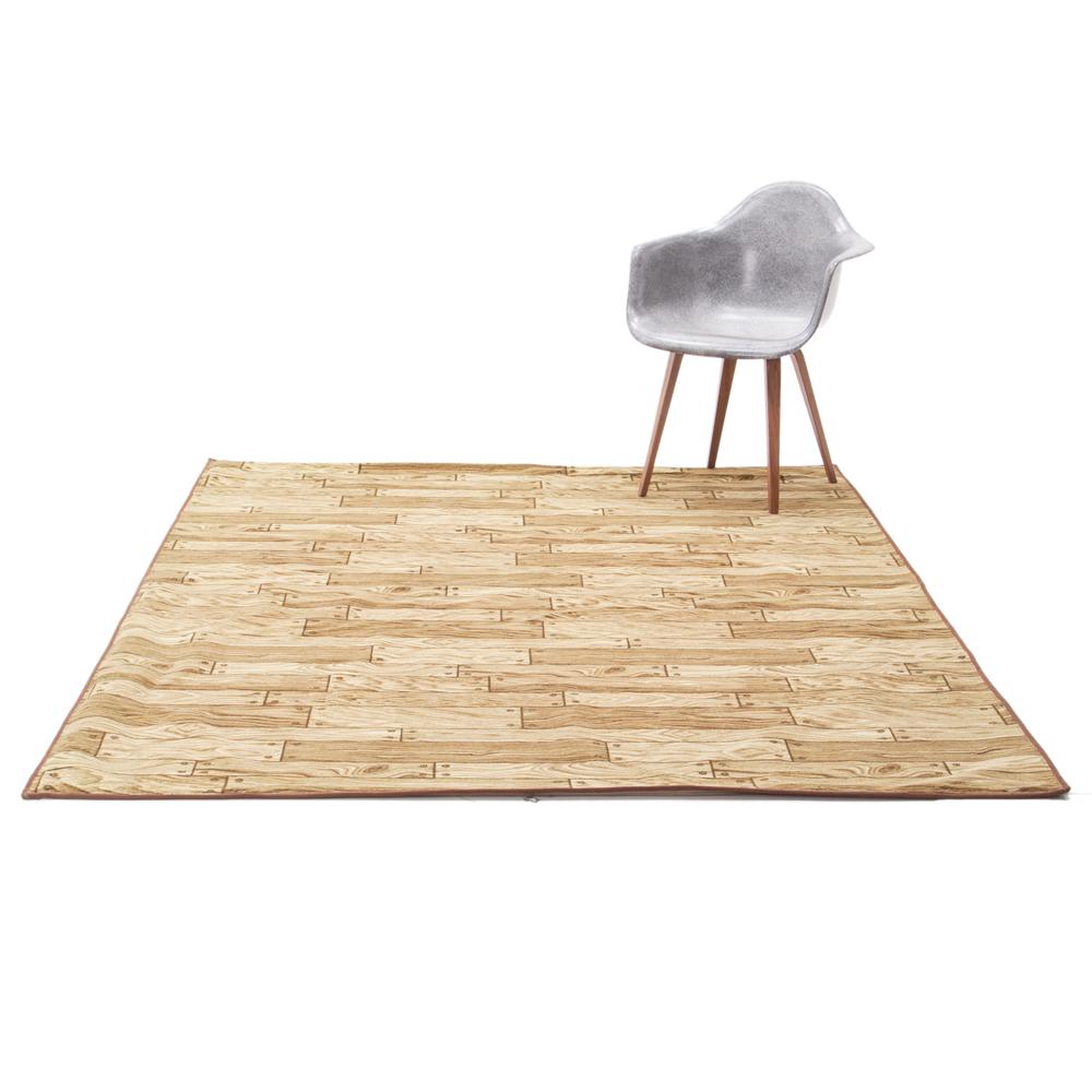 Brown Wood Plank-Style Rug