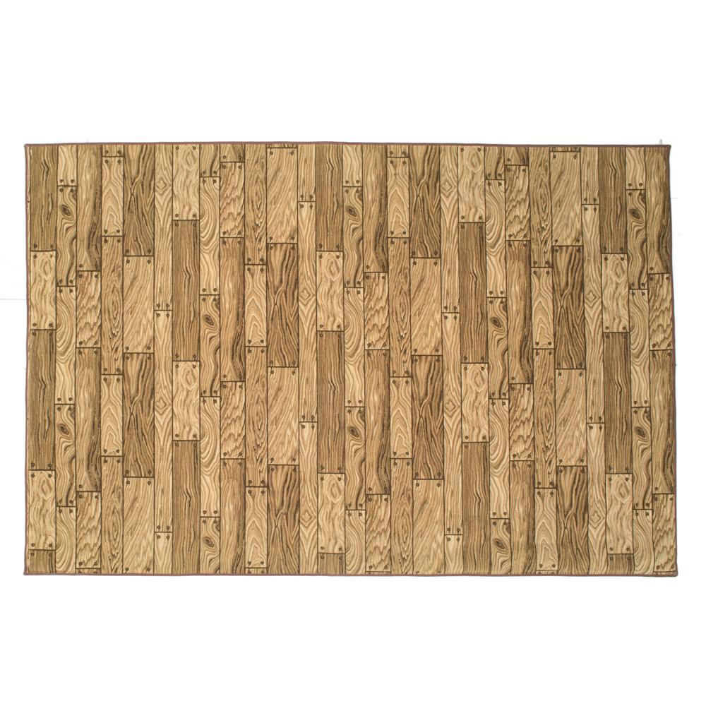 Brown Wood Plank-Style Rug