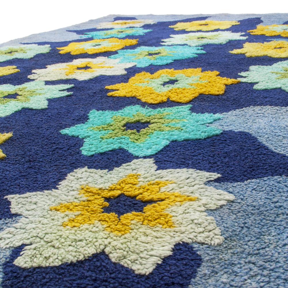 Blue Flowers Vintage Rug