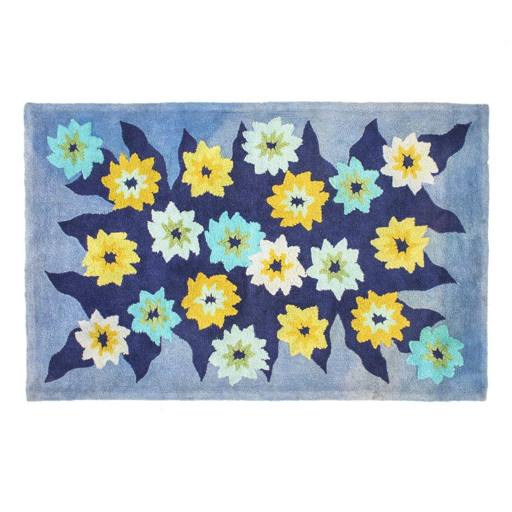 Blue Flowers Vintage Rug