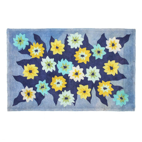 Blue Flowers Vintage Rug