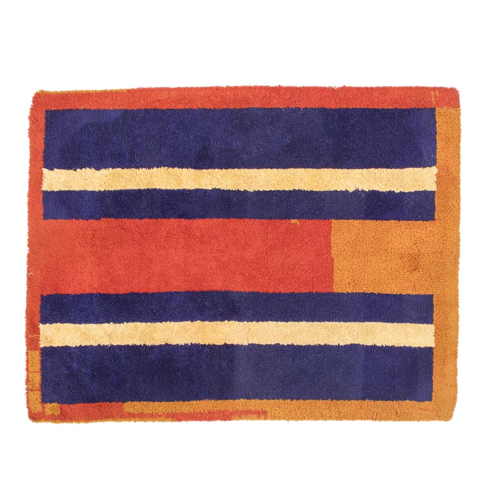 Red, Yellow, Blue Striped Rug