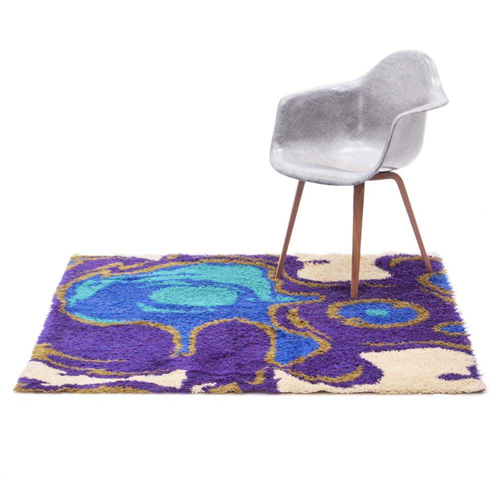 Purple Blue Abstract Swirl Rug