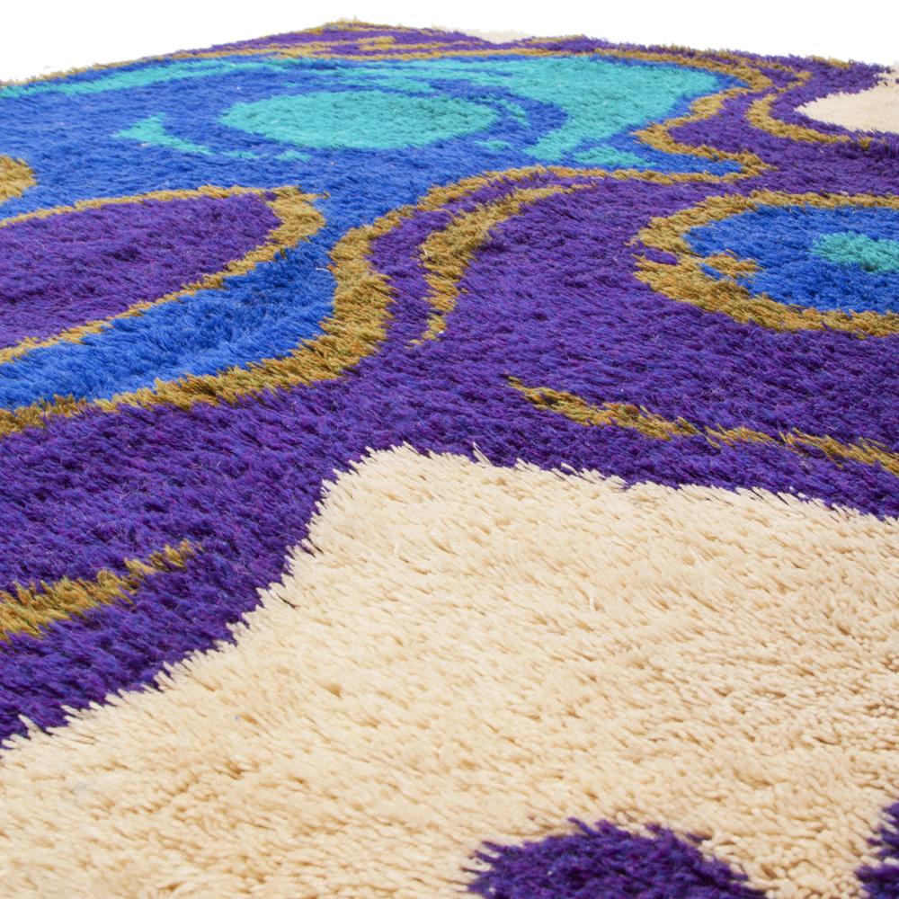 Purple Blue Abstract Swirl Rug