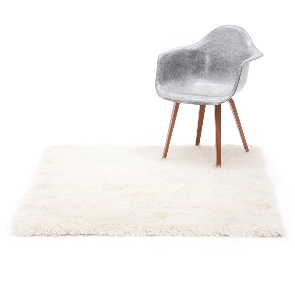 Tiny Off White Square Shag Rug