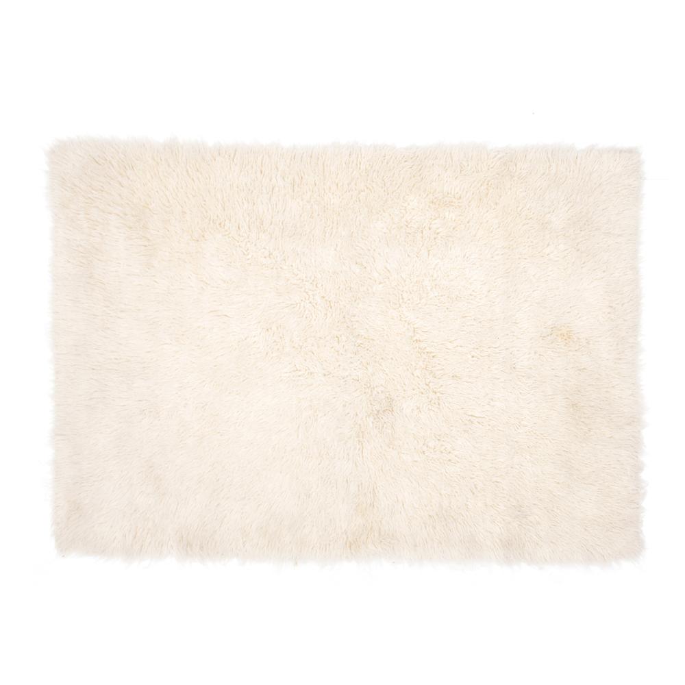 Tiny Off White Square Shag Rug