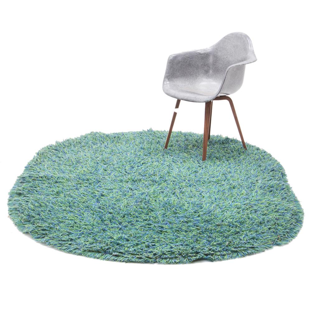 Teal Oval Shag Rug
