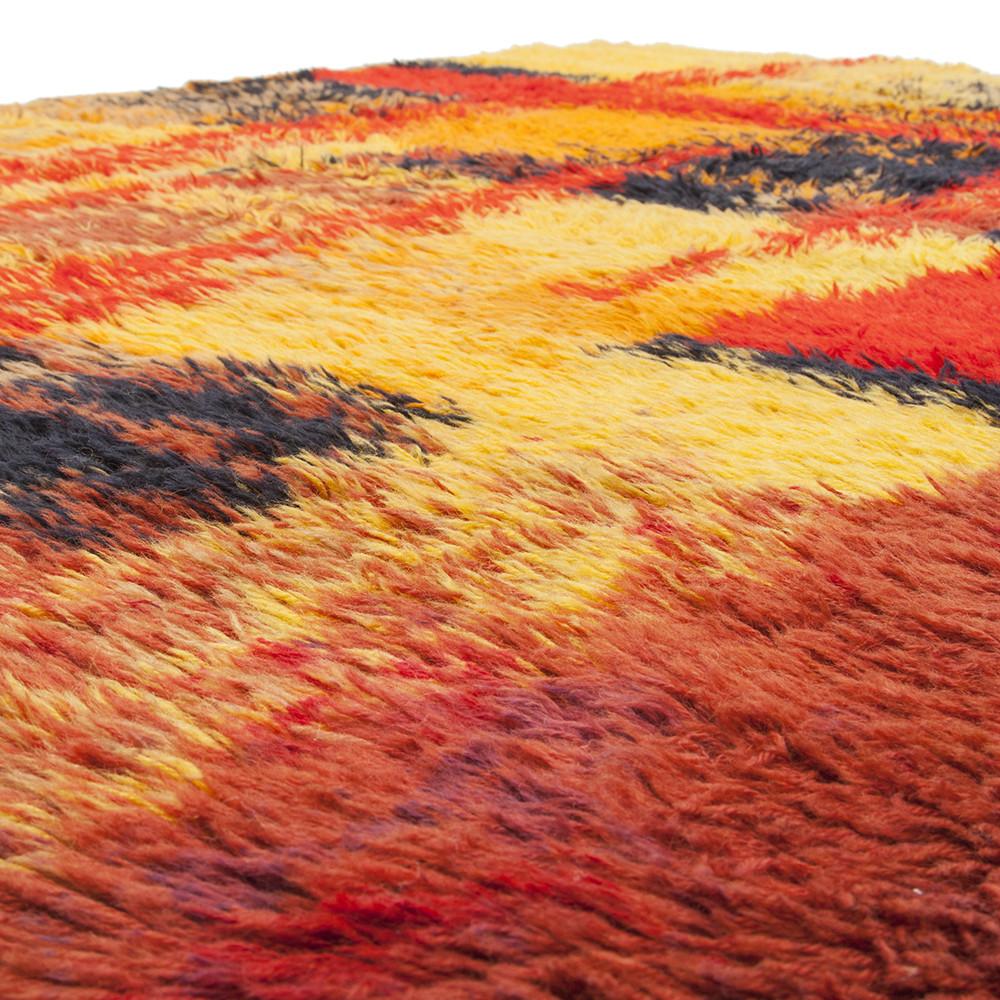 Orange Red Black Abstract Shag Rug