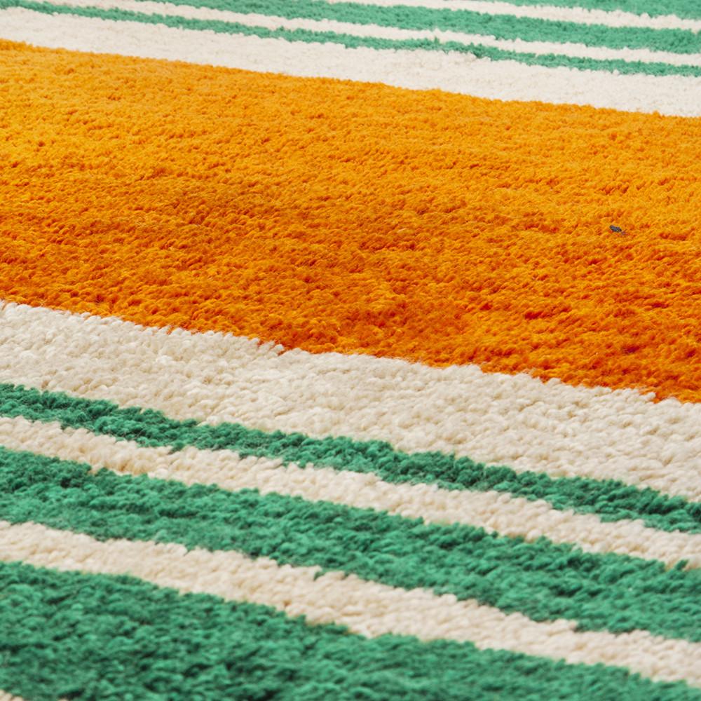 Green and Orange Striped Rug