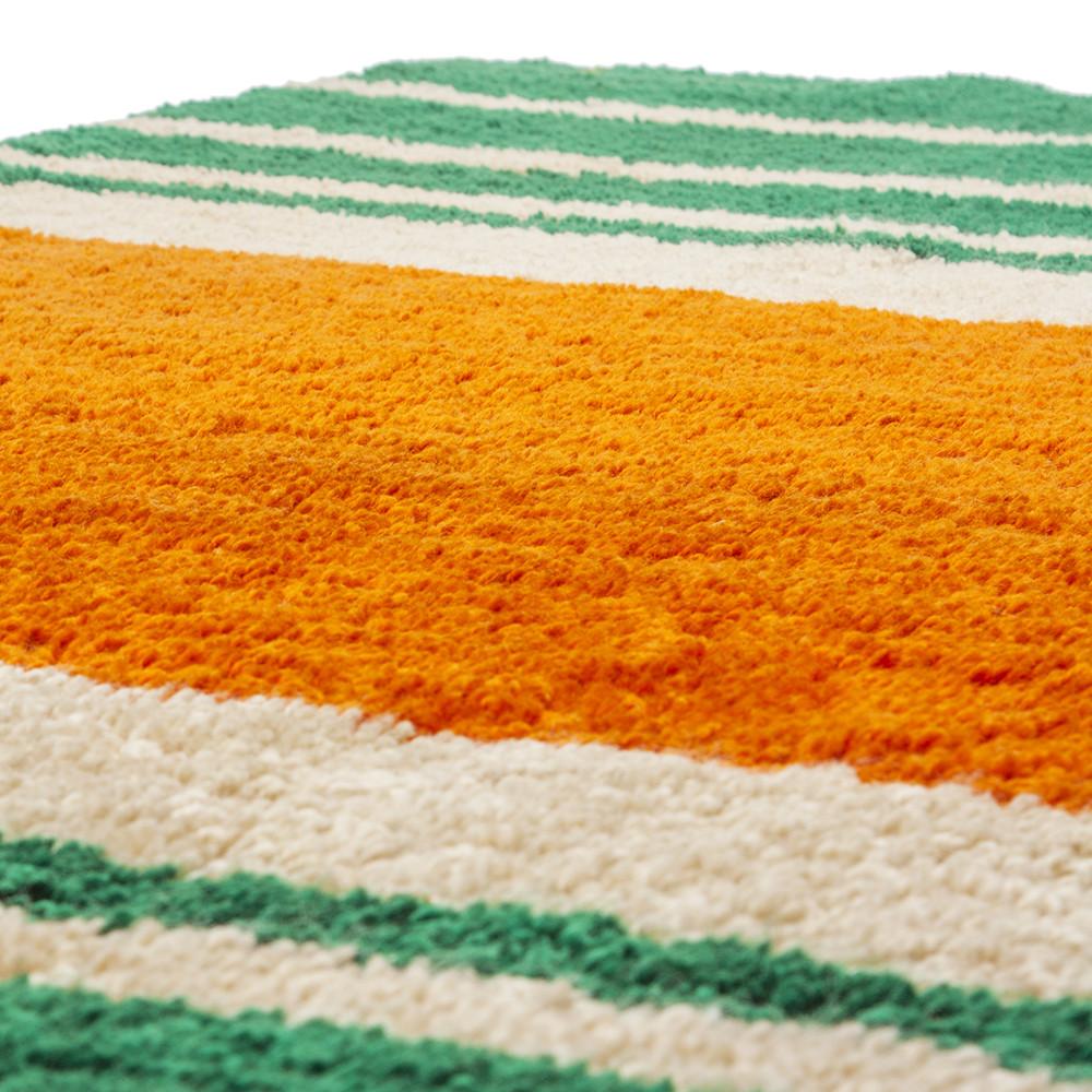 Green and Orange Striped Rug