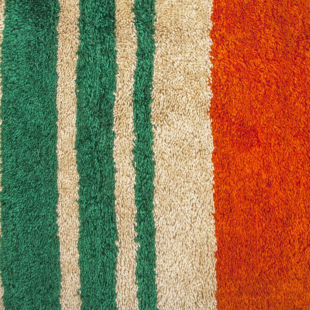 Green and Orange Striped Rug