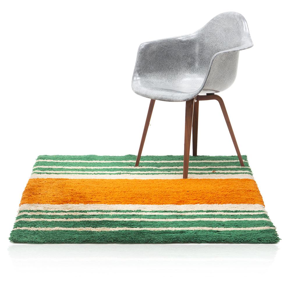 Green and Orange Striped Rug