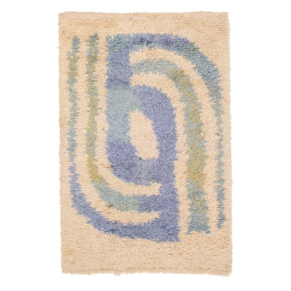 Blue and White Swirl Rug