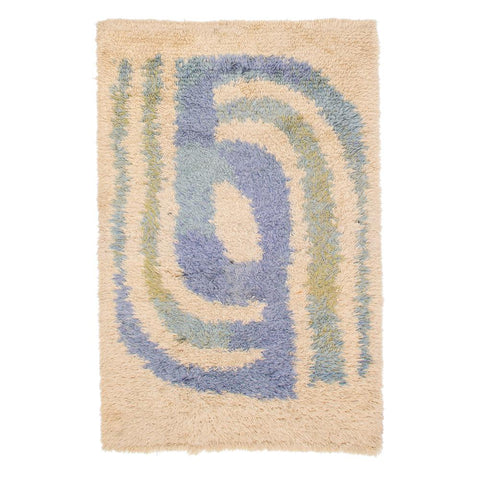 Blue and White Swirl Rug