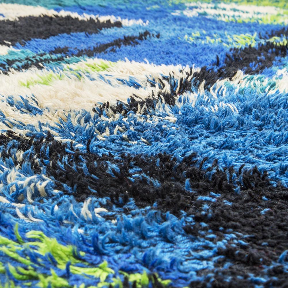 Blue and Green Shag Rug
