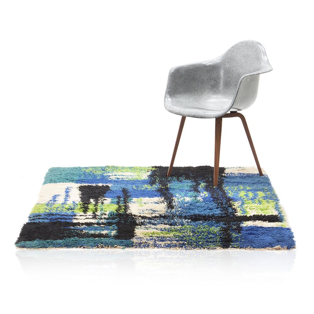 Blue and Green Shag Rug