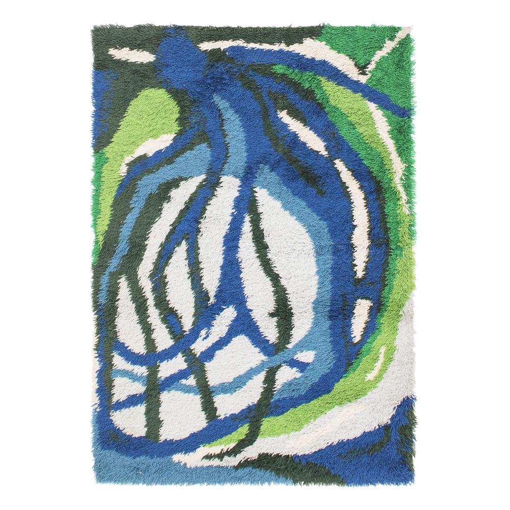 Blue and Green Branch Design Rug