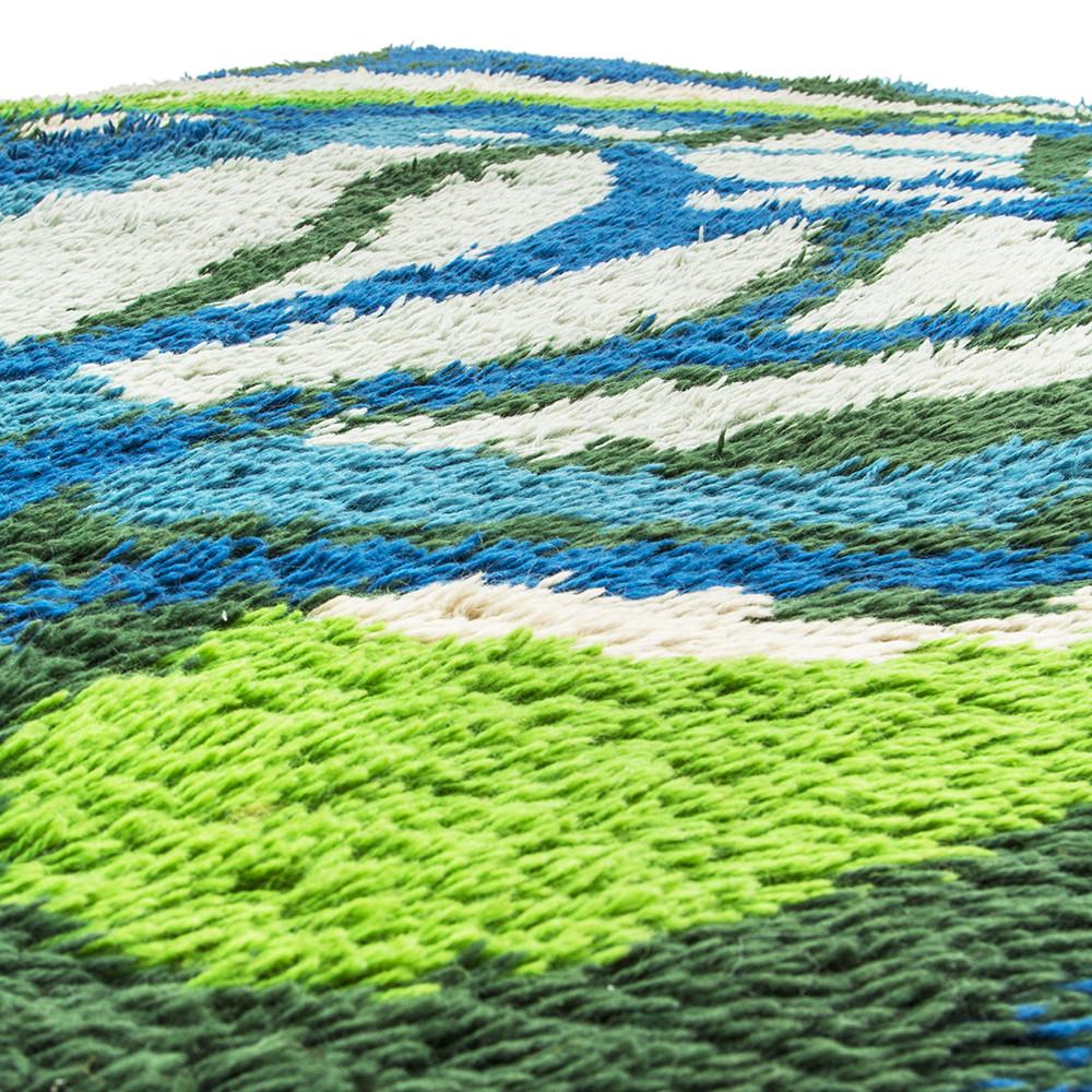 Blue and Green Branch Design Rug