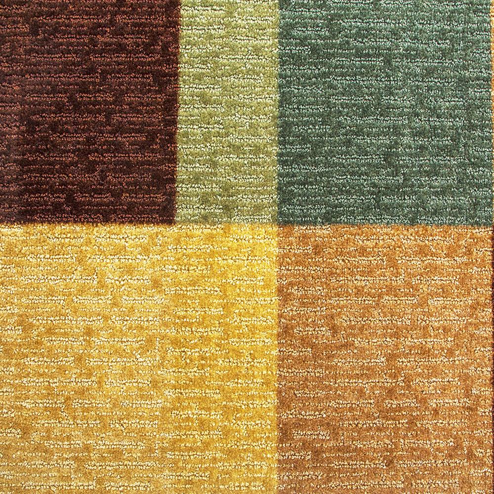 Brown Green Blue Checkered Pattern Rug