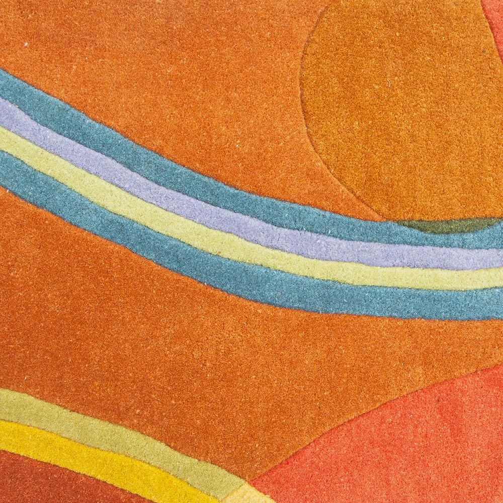 Orange Rug with Colored Swirls