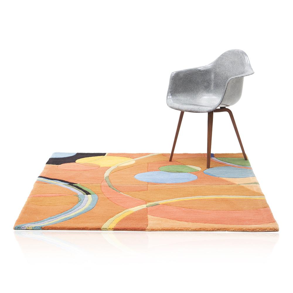 Orange Rug with Colored Swirls