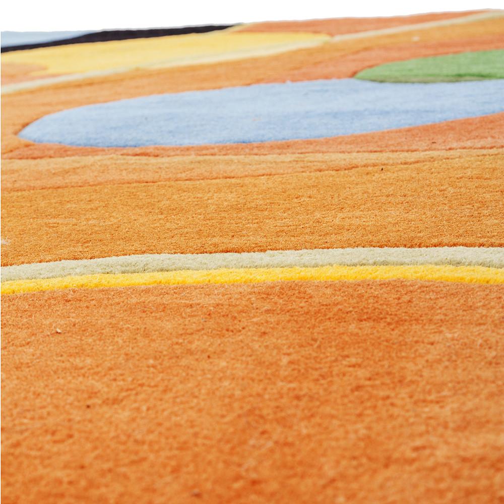 Orange Rug with Colored Swirls