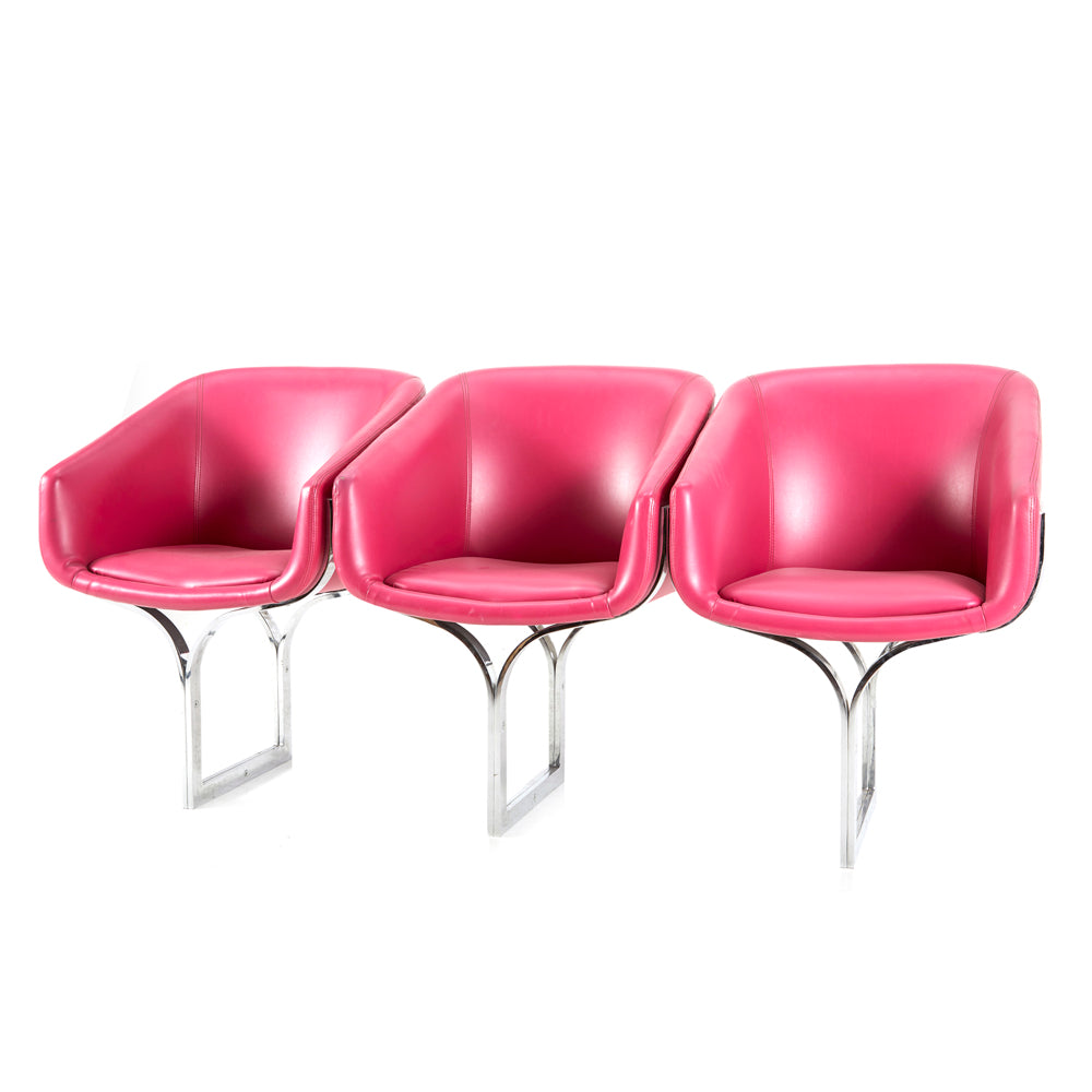 Magenta Vinyl 3-Seat Tandem Bench