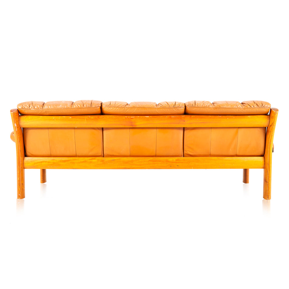 Carmel Leather Channel Tufted Danish Sofa