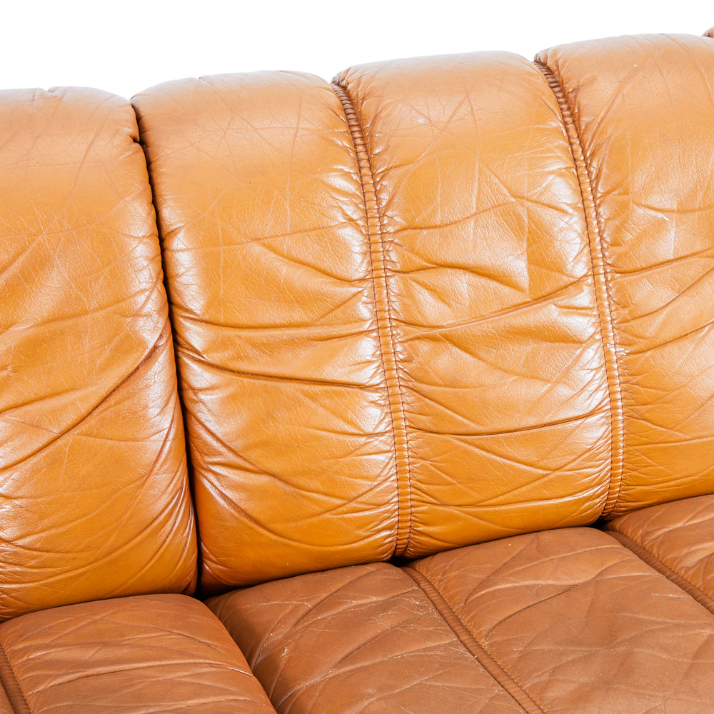 Carmel Leather Channel Tufted Danish Sofa