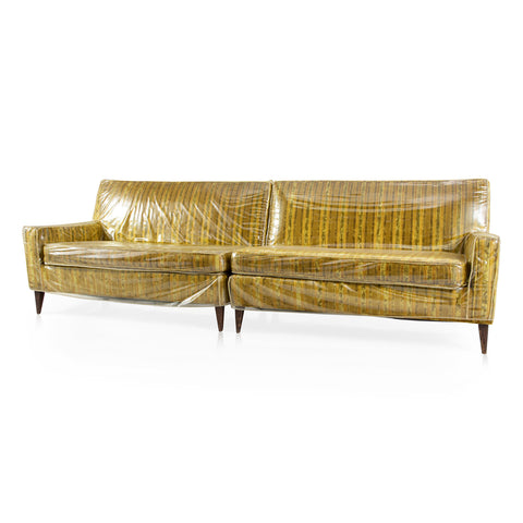 Gold + Mustard Stripes Love Seat (NO LONGER COVERED IN PLASTIC)